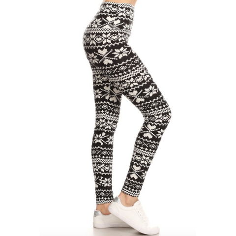 Black & White Sweater Print Leggings