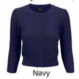 3/4 Sleeve Button-Up Cropped Cardigan - Assorted Colours