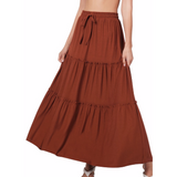 Tiered Ruffle Raw Hem Maxi Skirt - Assorted Colours