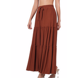 Tiered Ruffle Raw Hem Maxi Skirt - Assorted Colours