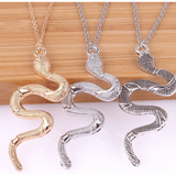 Snake Pendant Necklace - Gold, Silver or Antique Silver Finish