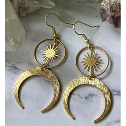 Antique Gold Moon & Star Statement Earrings