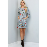 Colourful Bird Print Sweater Dress