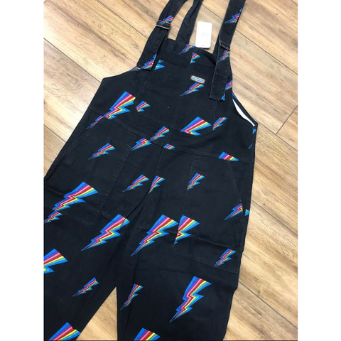 Rainbow Bolts Stretch Twill Oversized Overalls