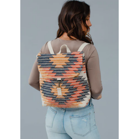 Cream & Multicoloured Aztec Backpack