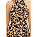 Floral Midi Dress with Cut-Out Detail