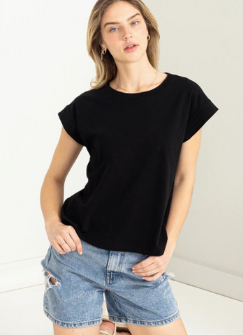 Cap Sleeve Relaxed Fit Solid Tee - Assorted Colours