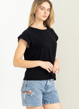 Cap Sleeve Relaxed Fit Solid Tee - Assorted Colours