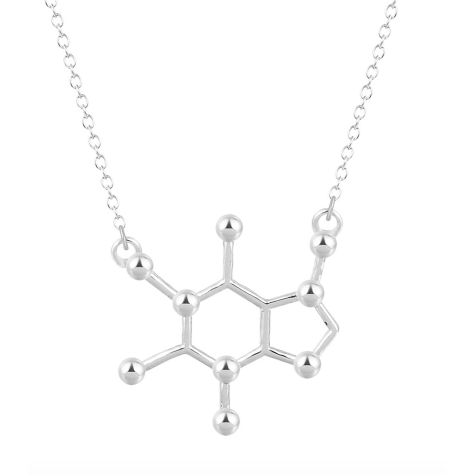 Caffeine Molecule Charm Necklace