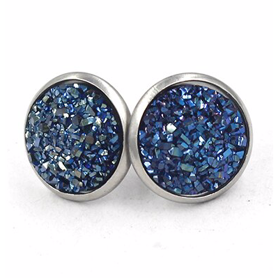 Druzy Round Studs - assorted colours