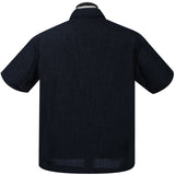 PopCheck Single Panel Bowling Shirt in Navy/White