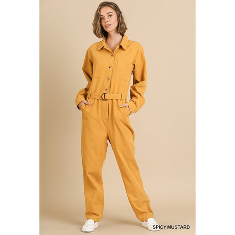 Solid Long Sleeve Jumpsuit