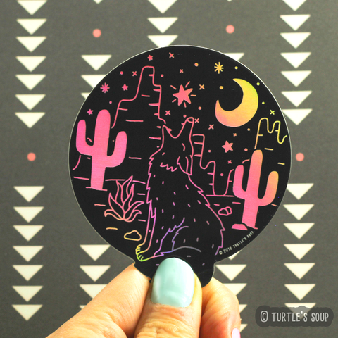 Desert Coyote Holographic Sticker