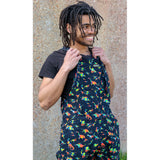 Rainbow Dinosaur Stretch Twill Oversized Overalls