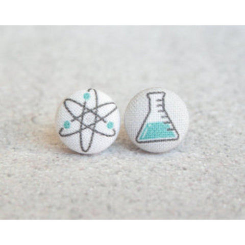 Science Cloth Button Earrings
