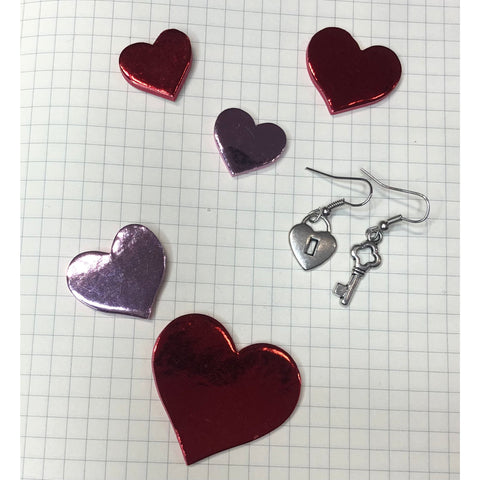 Heart Lock and Key Charm Earrings