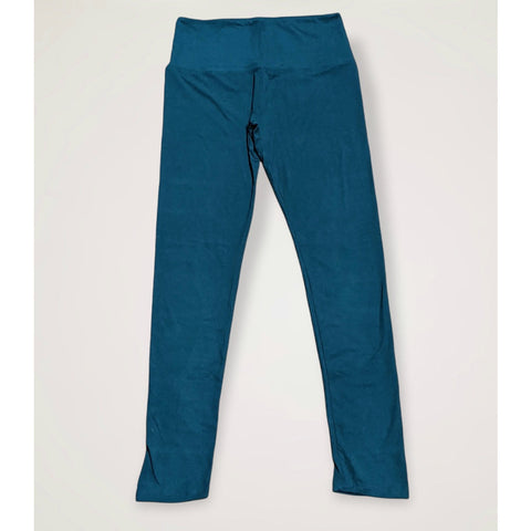 Solid Forest Teal Leggings with Wide Waist Band