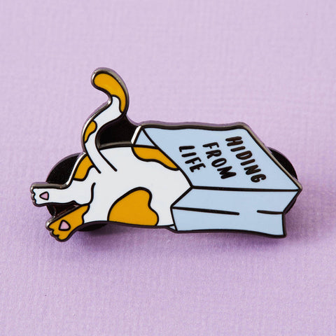 Hiding From Life Enamel Pin